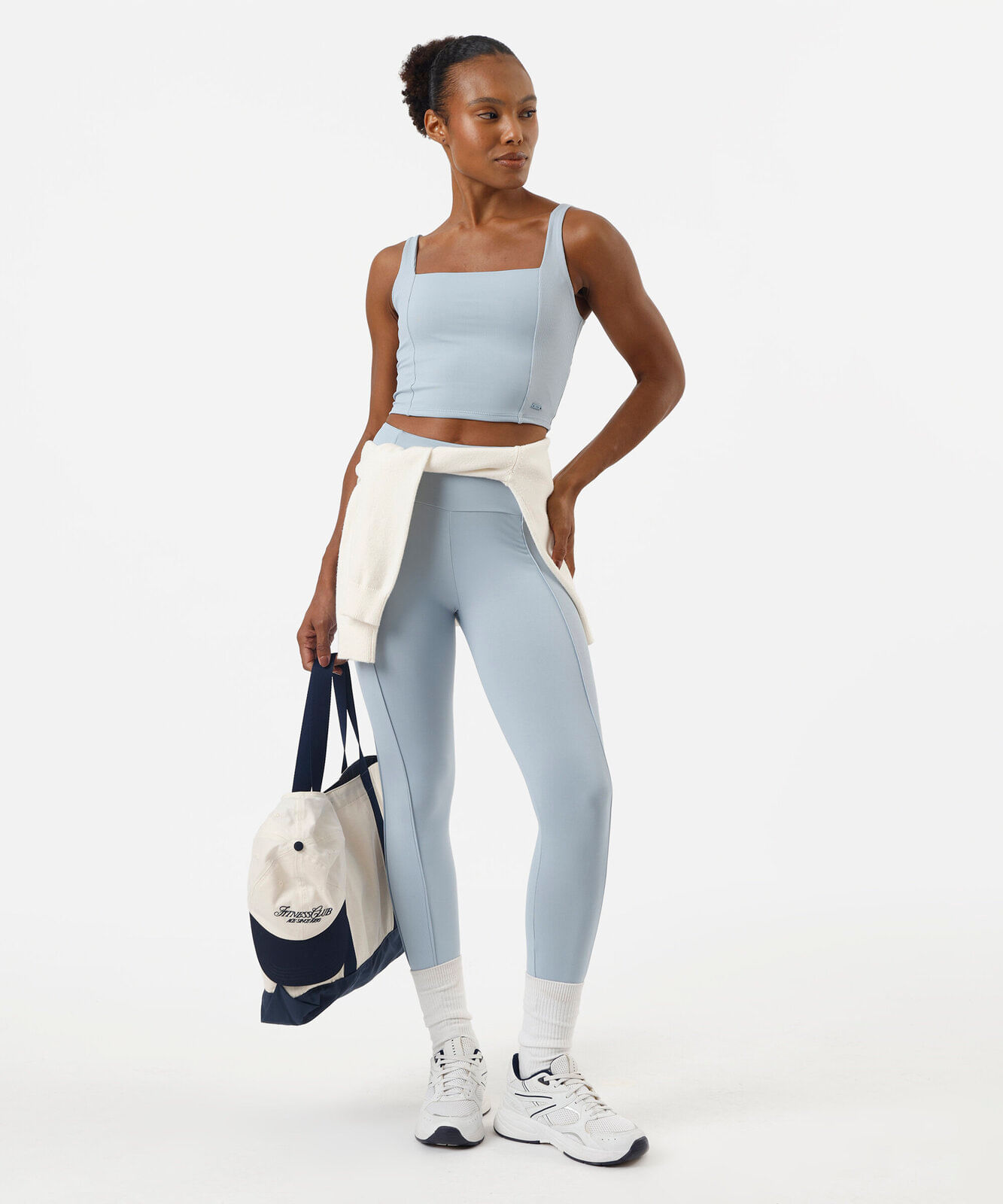top alongado feminino esportivo canelado azul