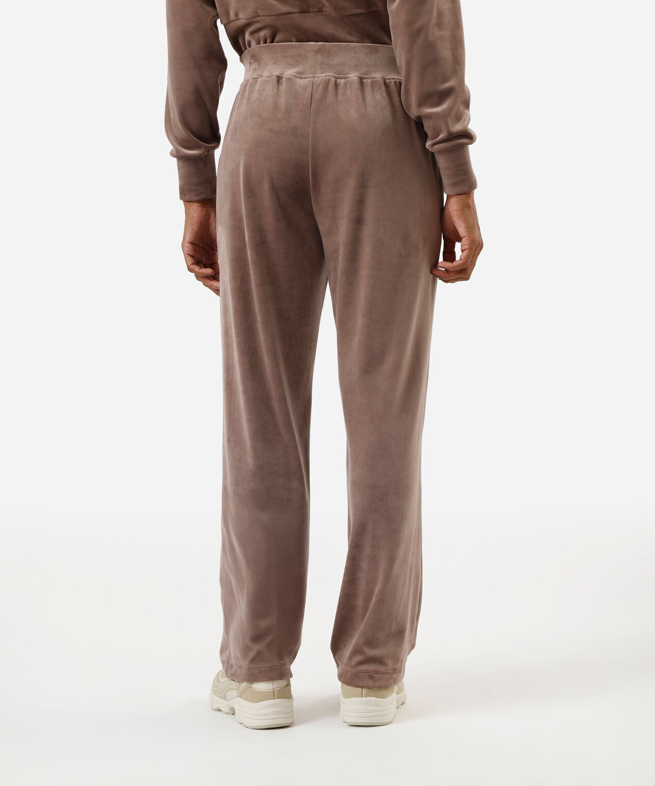 calça de plush reta esportiva marrom