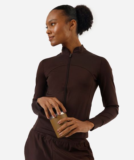 jaqueta gola alta esportiva marrom