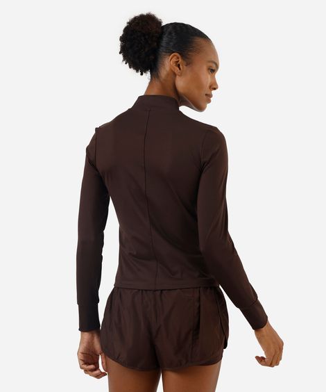 jaqueta gola alta esportiva marrom