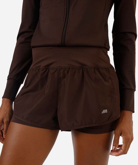 short running com forro e bolso esportivo ace marrom