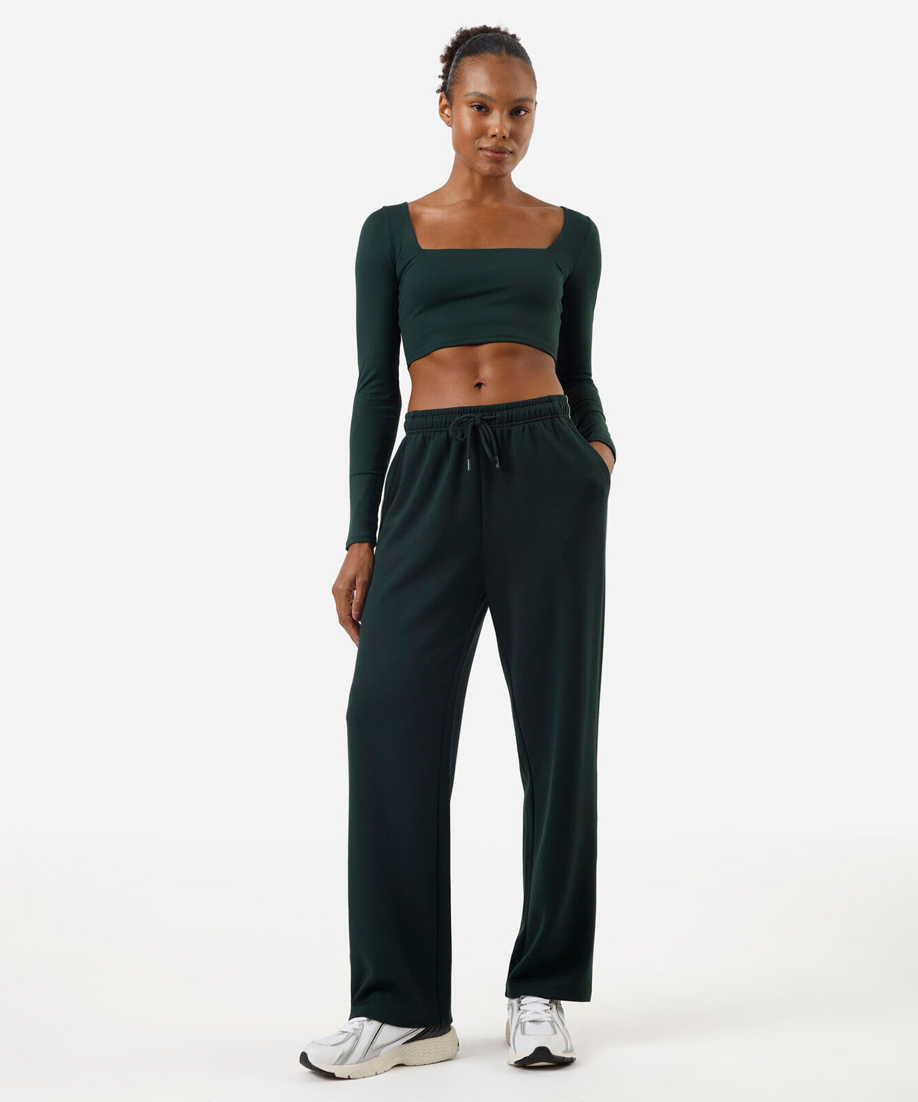 cropped feminino esportivo manga longa verde