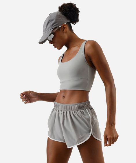 short feminino esportivo com refletivo ace cinza