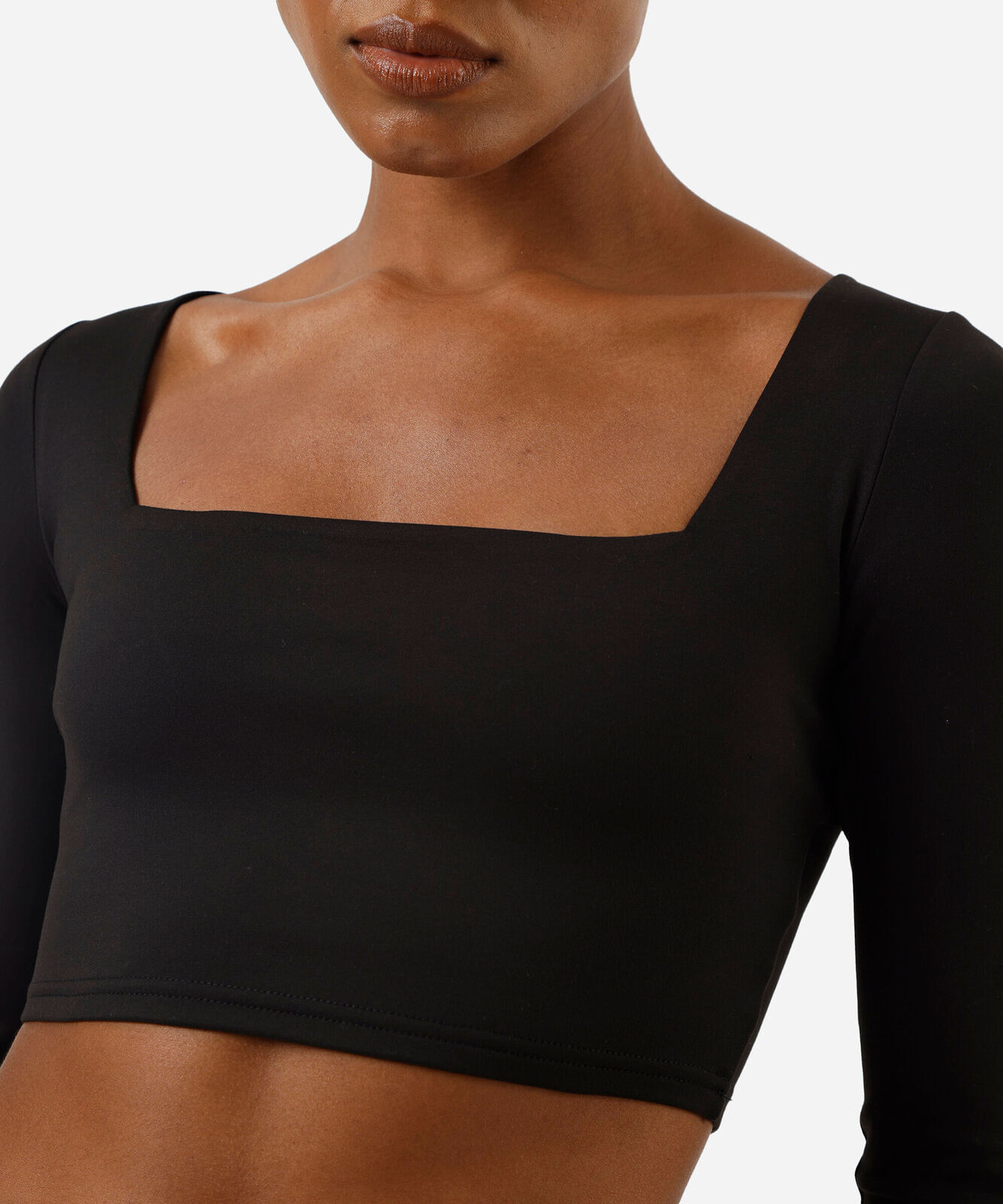 cropped feminino esportivo manga longa preto