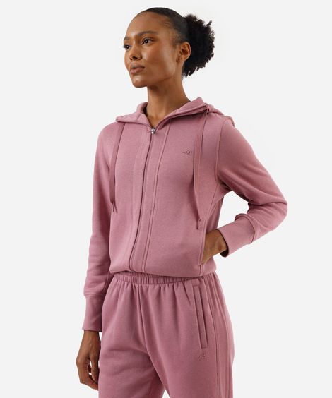 jaqueta feminina de moletom esportiva ace com capuz lilás