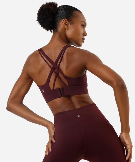 top feminino esportivo com fecho ajustável vinho