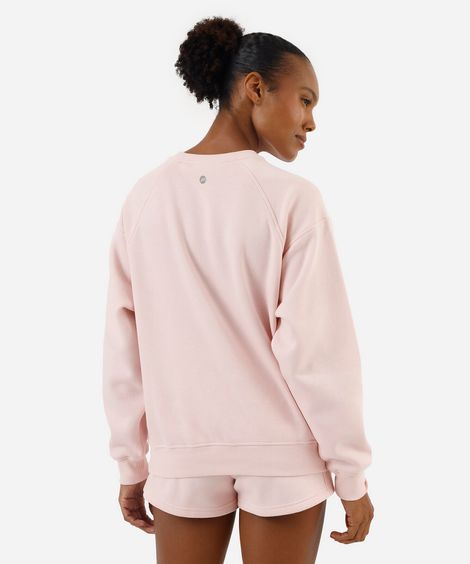 blusão feminino de moletom com recortes esportivo ace rosa
