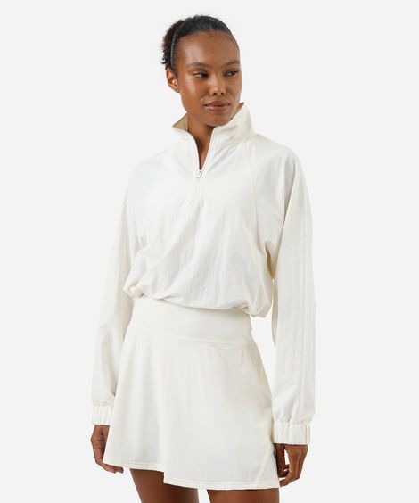 jaqueta feminina de poliamida esportiva ace gola alta com zíper branca