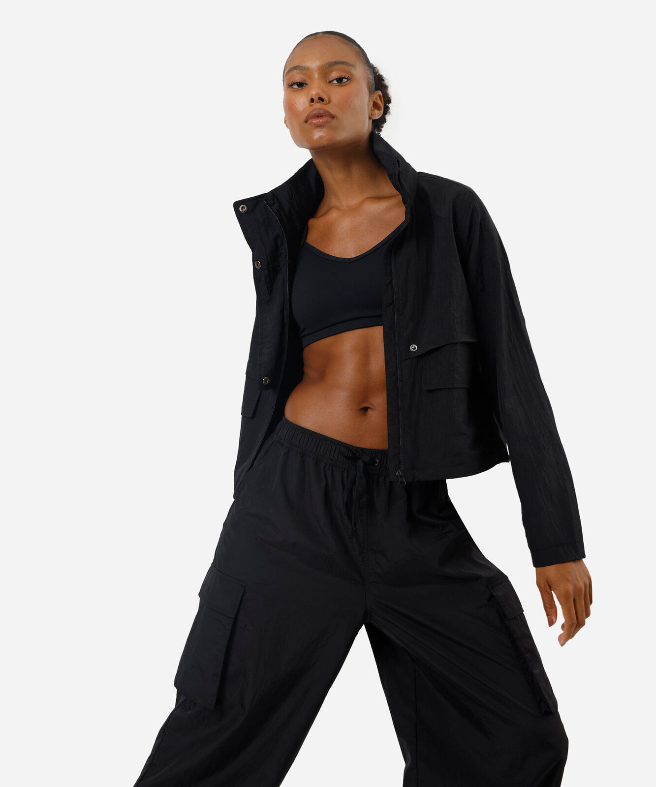 calça cargo feminina de poliamida esportiva preta