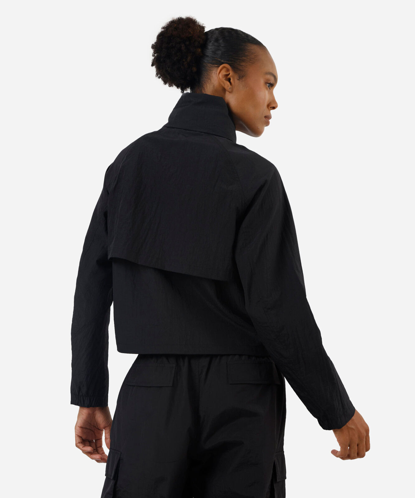 jaqueta box fit feminina de poliamida esportiva oversized preta