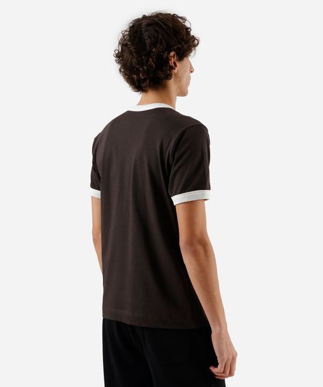 camiseta masculina de algodão bicolor marrom