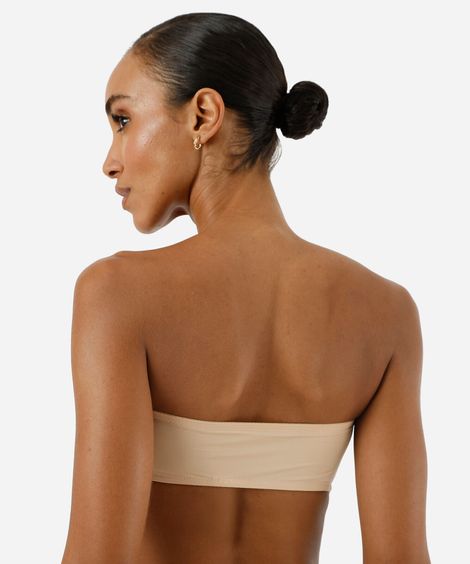 sutiã faixa feminino sem alça com bojo removível bege