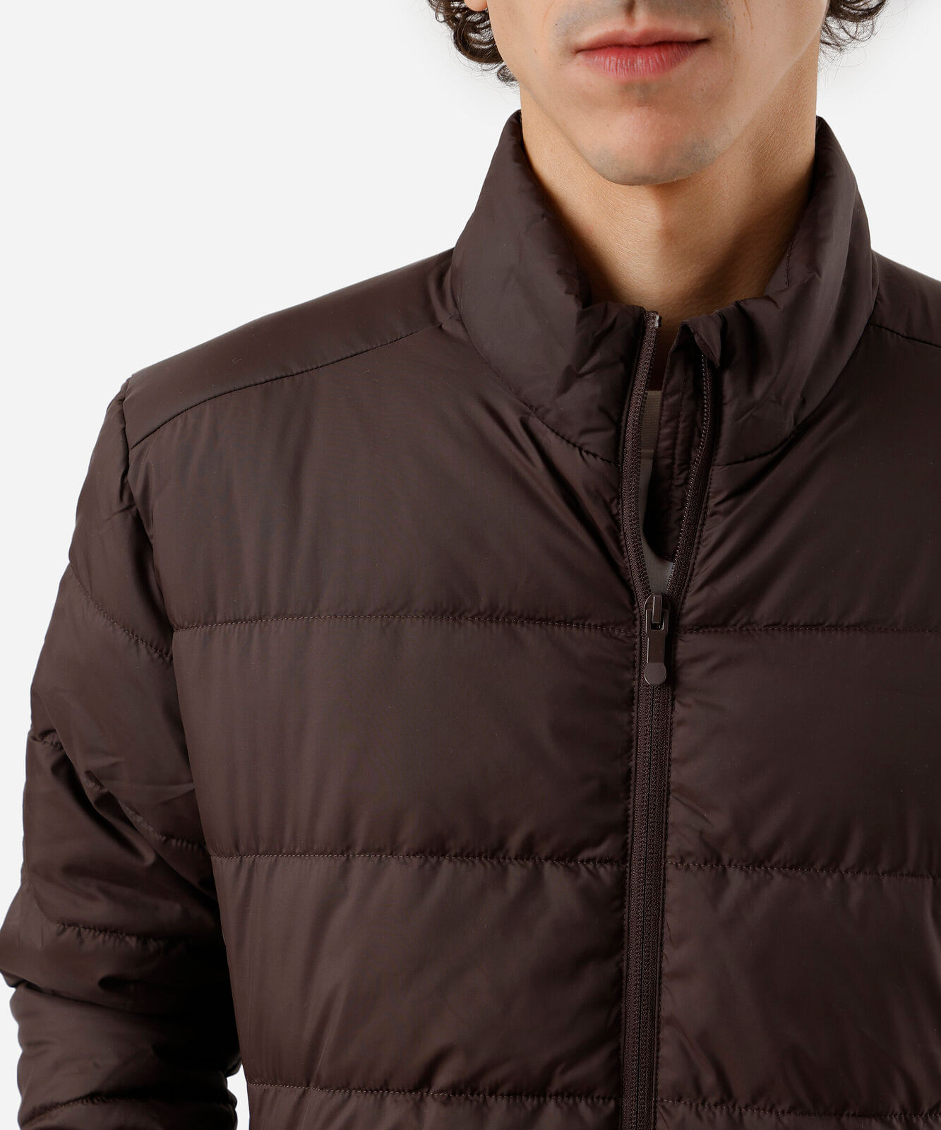 jaqueta puffer masculina marrom
