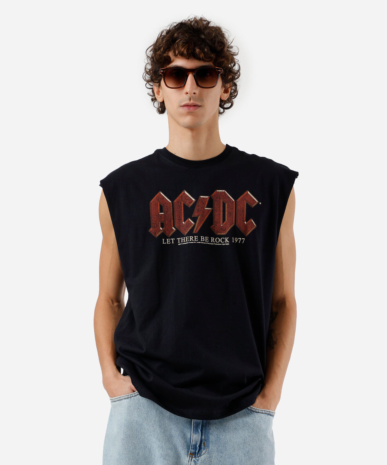 regata machão de algodão acdc preta