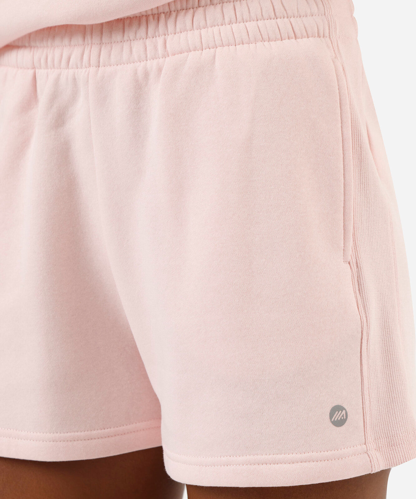 short running feminino de moletom com recorte esportivo rosa