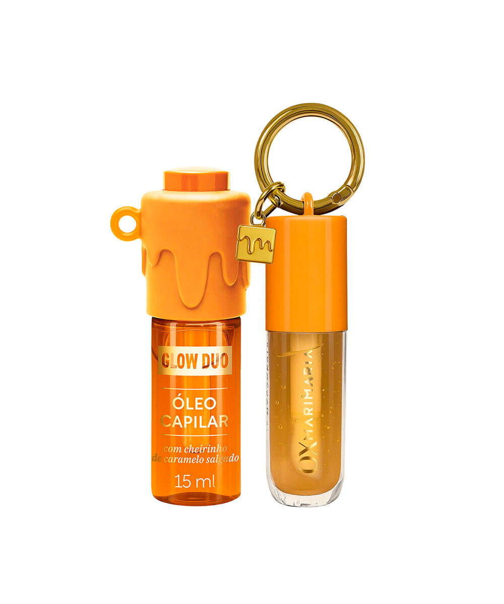 kit ox espacial mari maria glow duo caramelo salgado óleo capilar 15ml e gloss 4ml