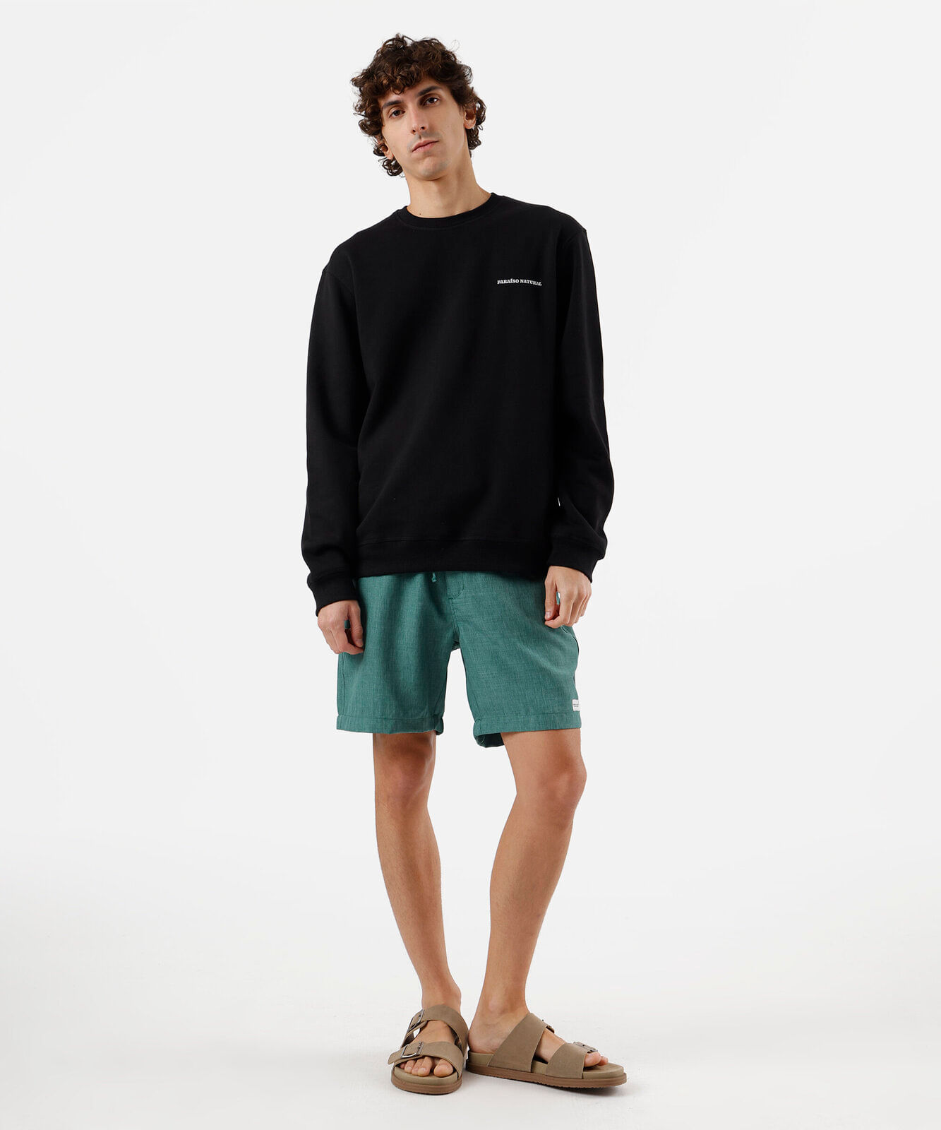 short masculino relaxed de sarja verde