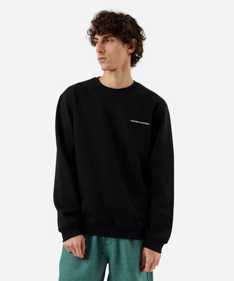 blusão masculino de moletom gola redonda estampado preto