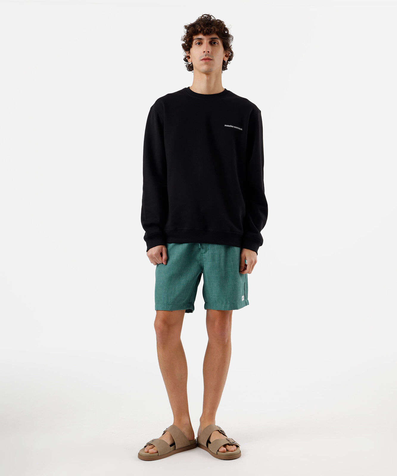 blusão masculino de moletom gola redonda estampado preto