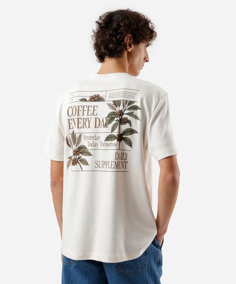 camiseta masculina com algodão manga curta estampada off white