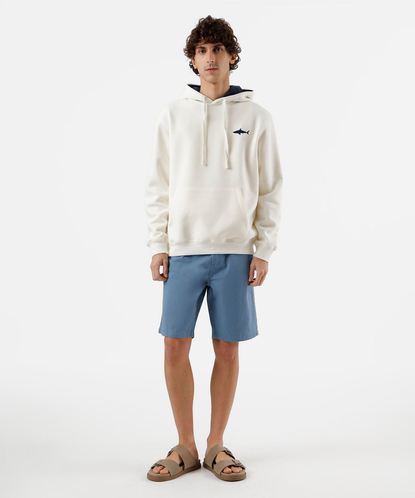 bermuda masculina reta chino azul