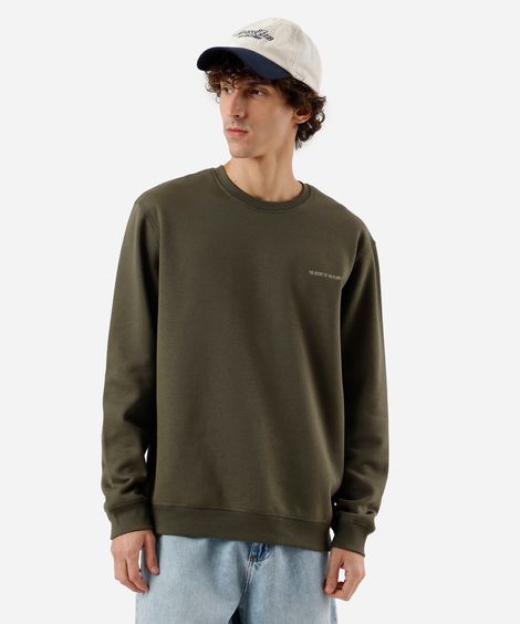 blusão masculino de moletom gola redonda estampado verde