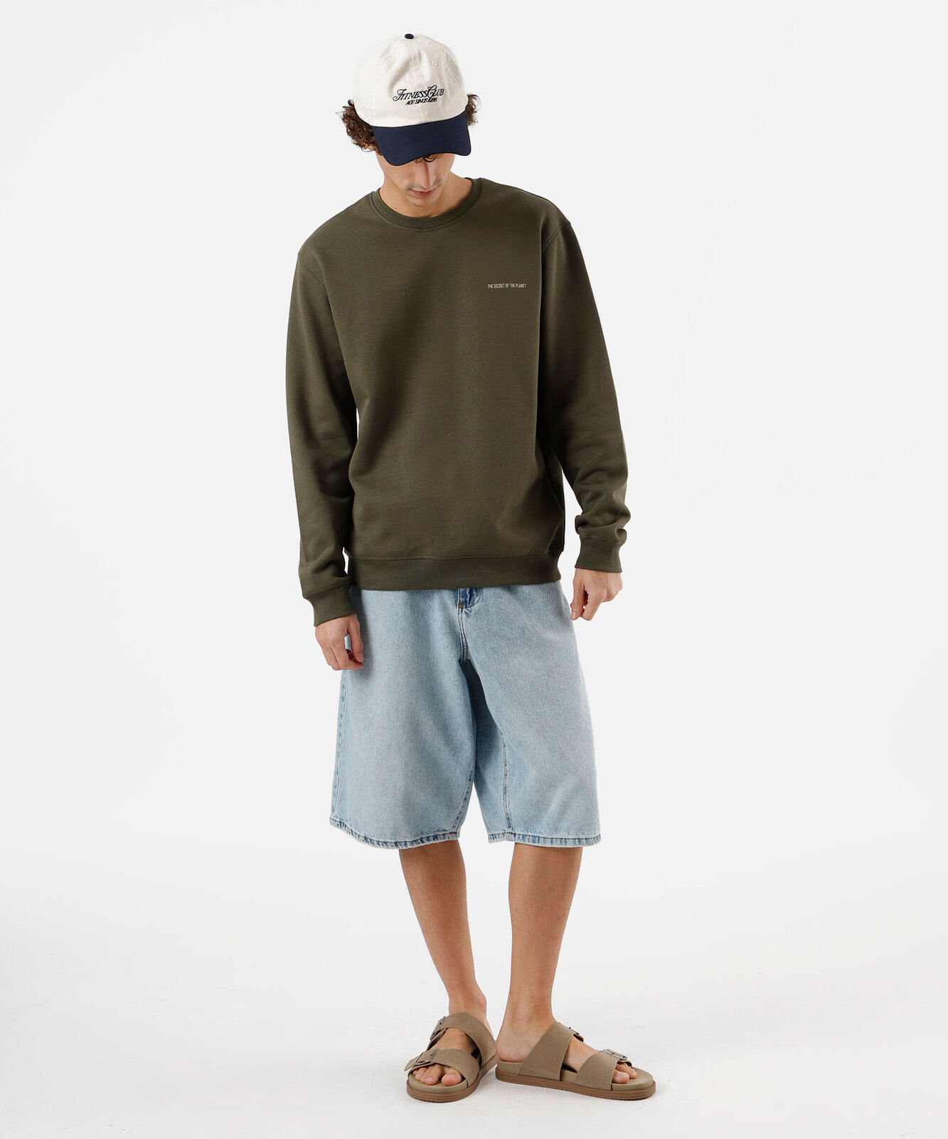 blusão masculino de moletom gola redonda estampado verde