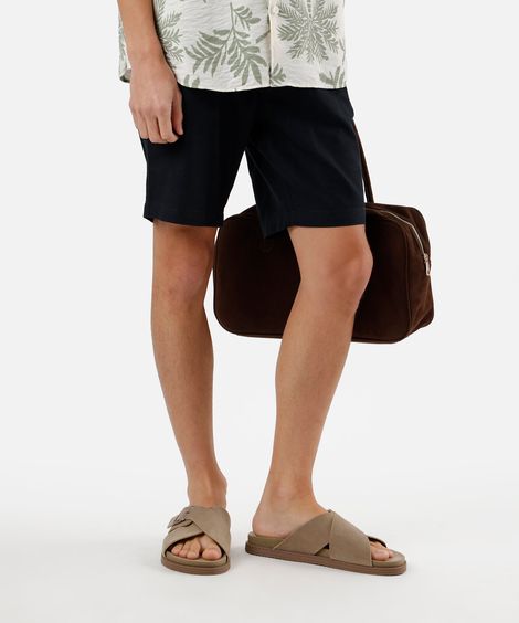 bermuda masculina de sarja cós elástico com bolso preta