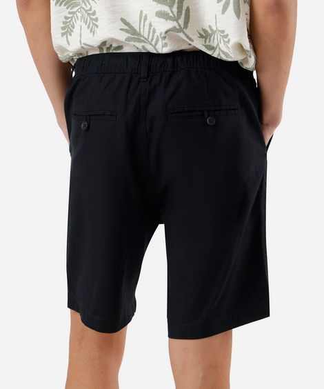 bermuda masculina de sarja cós elástico com bolso preta