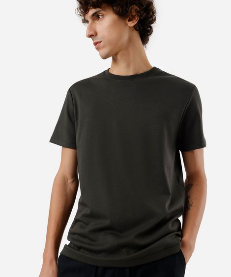 camiseta masculina de algodão peruano slim fit verde