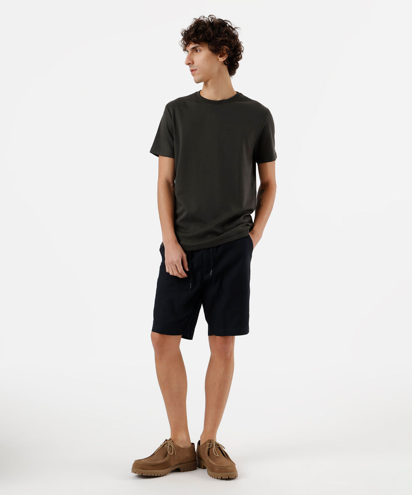 camiseta masculina de algodão peruano slim fit verde