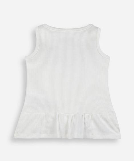 regata infantil de algodão com babado floral off white