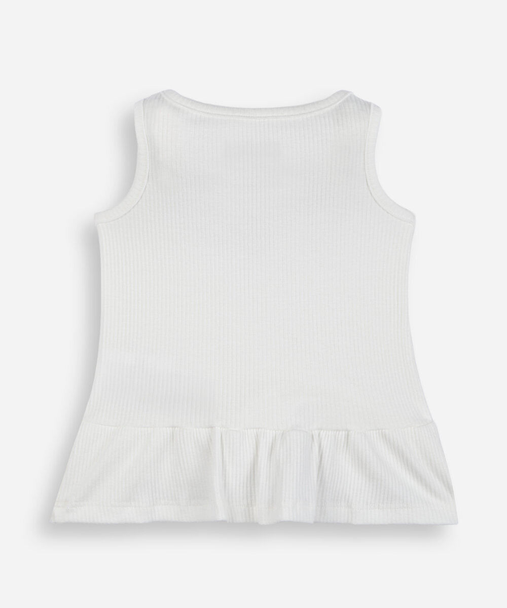 regata infantil de algodão com babado floral off white