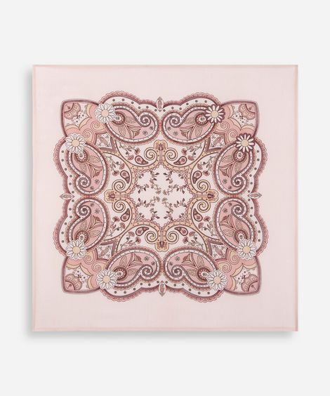 lenço quadrado floral arabesco rosa