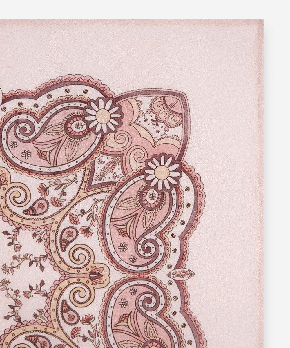 lenço quadrado floral arabesco rosa