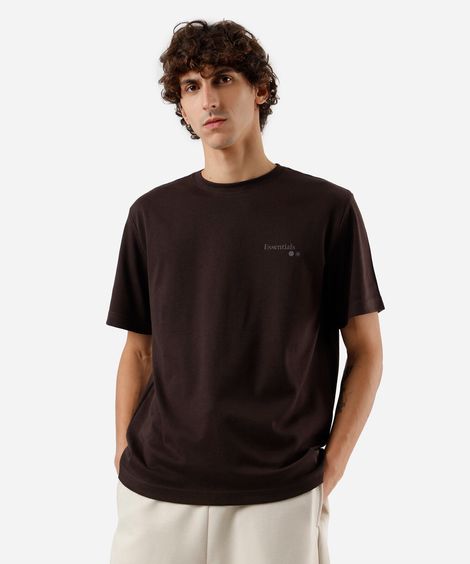 camiseta masculina com algodão manga curta floral marrom