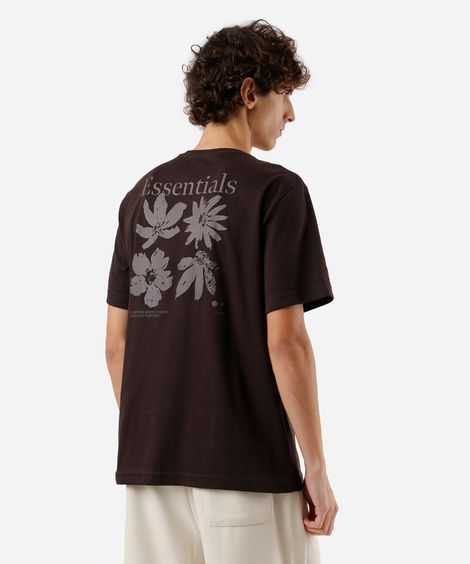 camiseta masculina com algodão manga curta floral marrom
