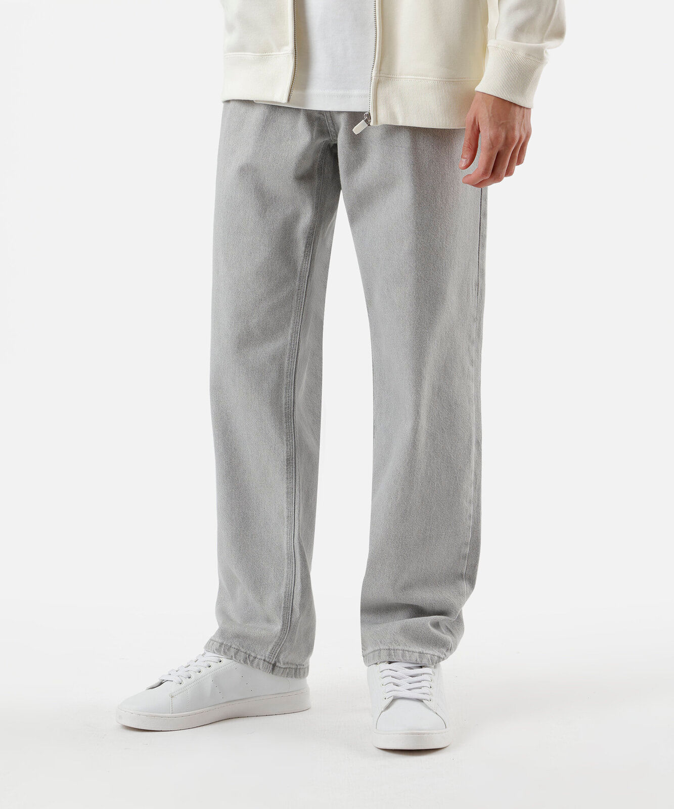 calça reta masculina jeans cinza