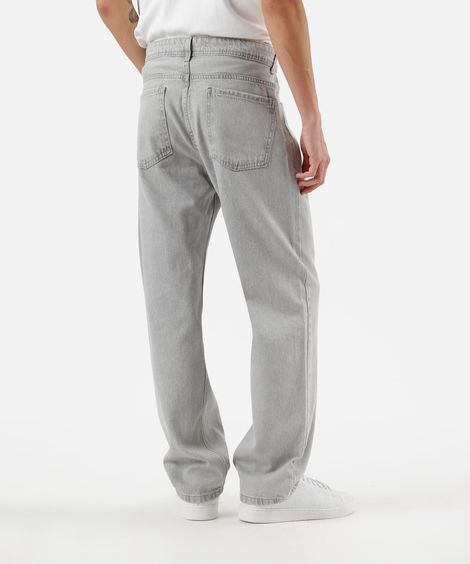 calça reta masculina jeans cinza