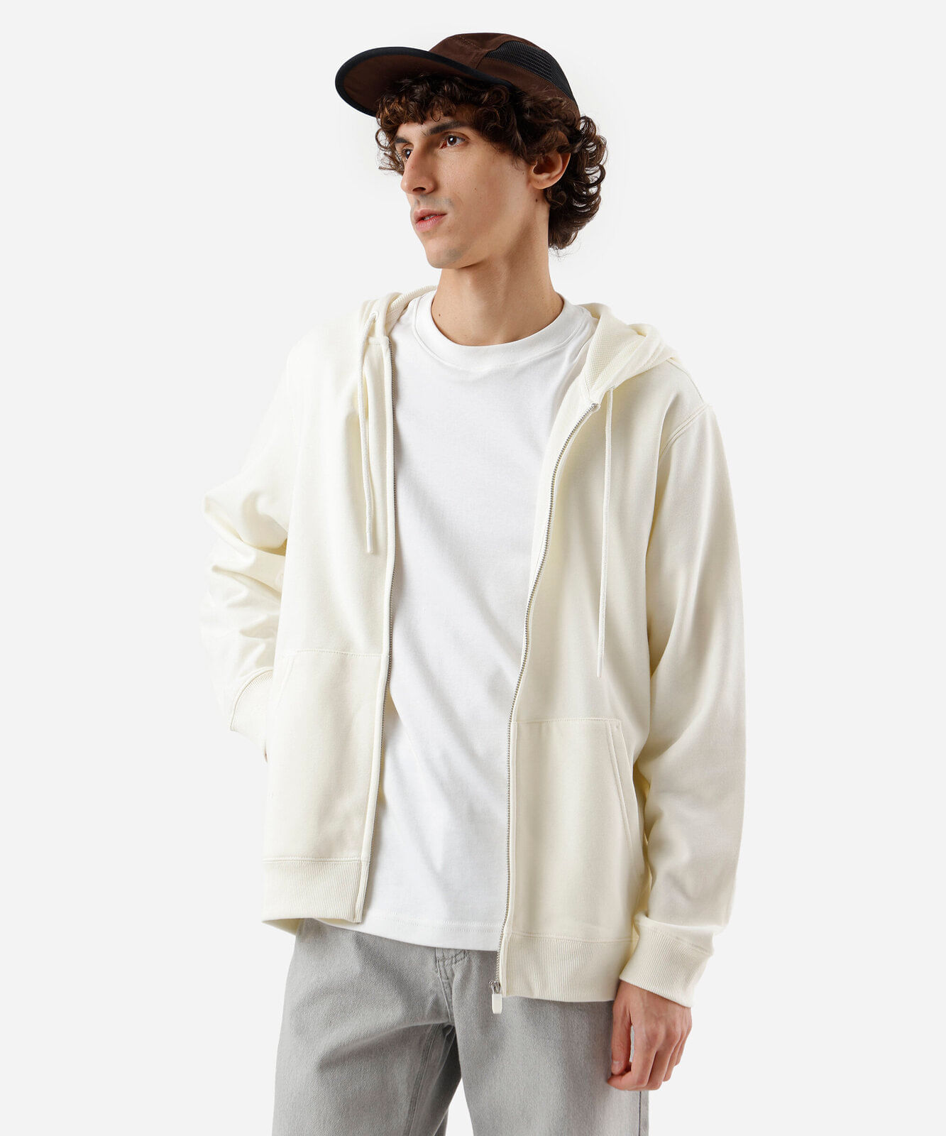 blusão básico masculino de moletom com capuz off white