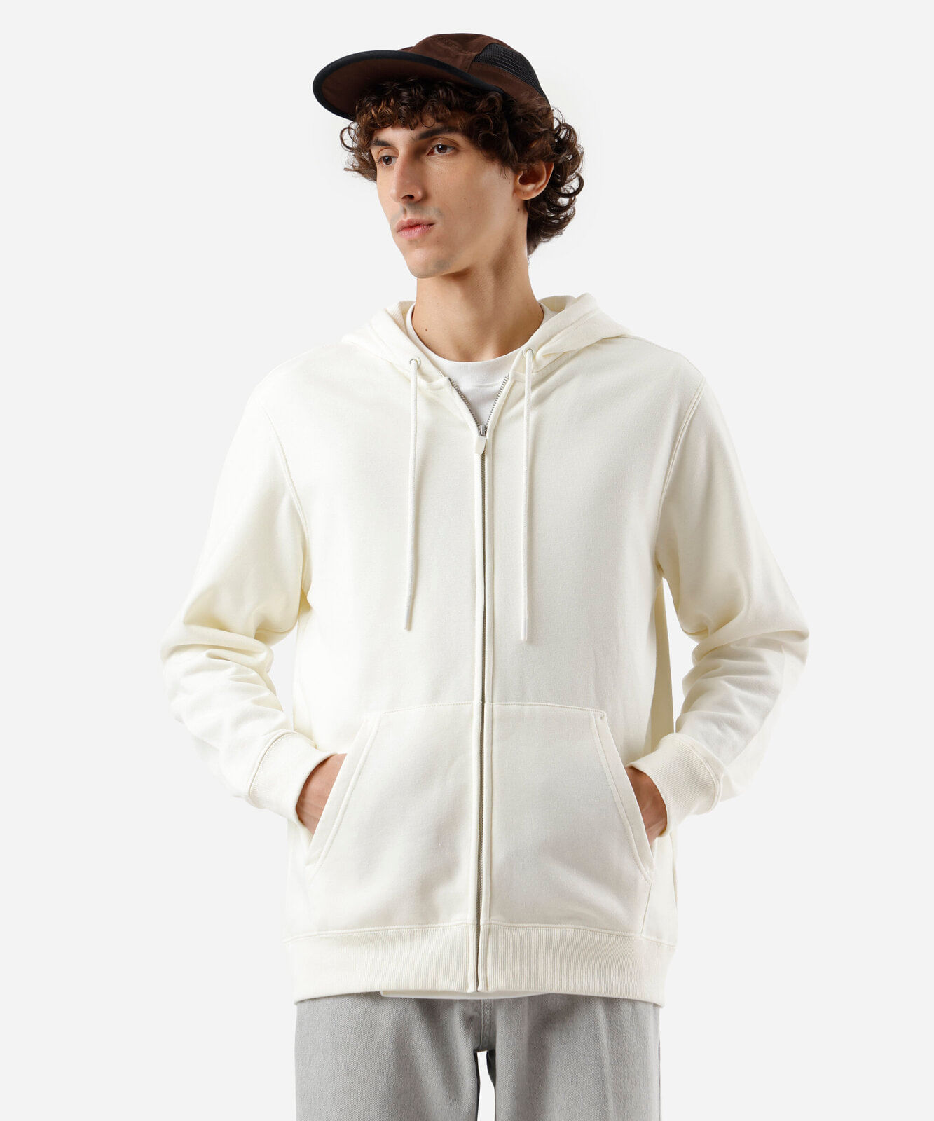blusão básico masculino de moletom com capuz off white