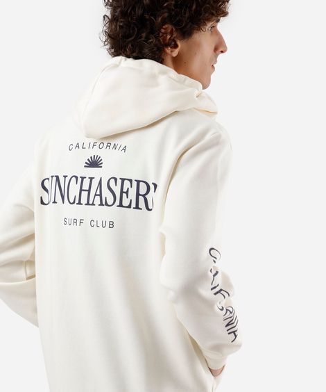 blusão masculino de moletom com capuz e zíper estampado off white