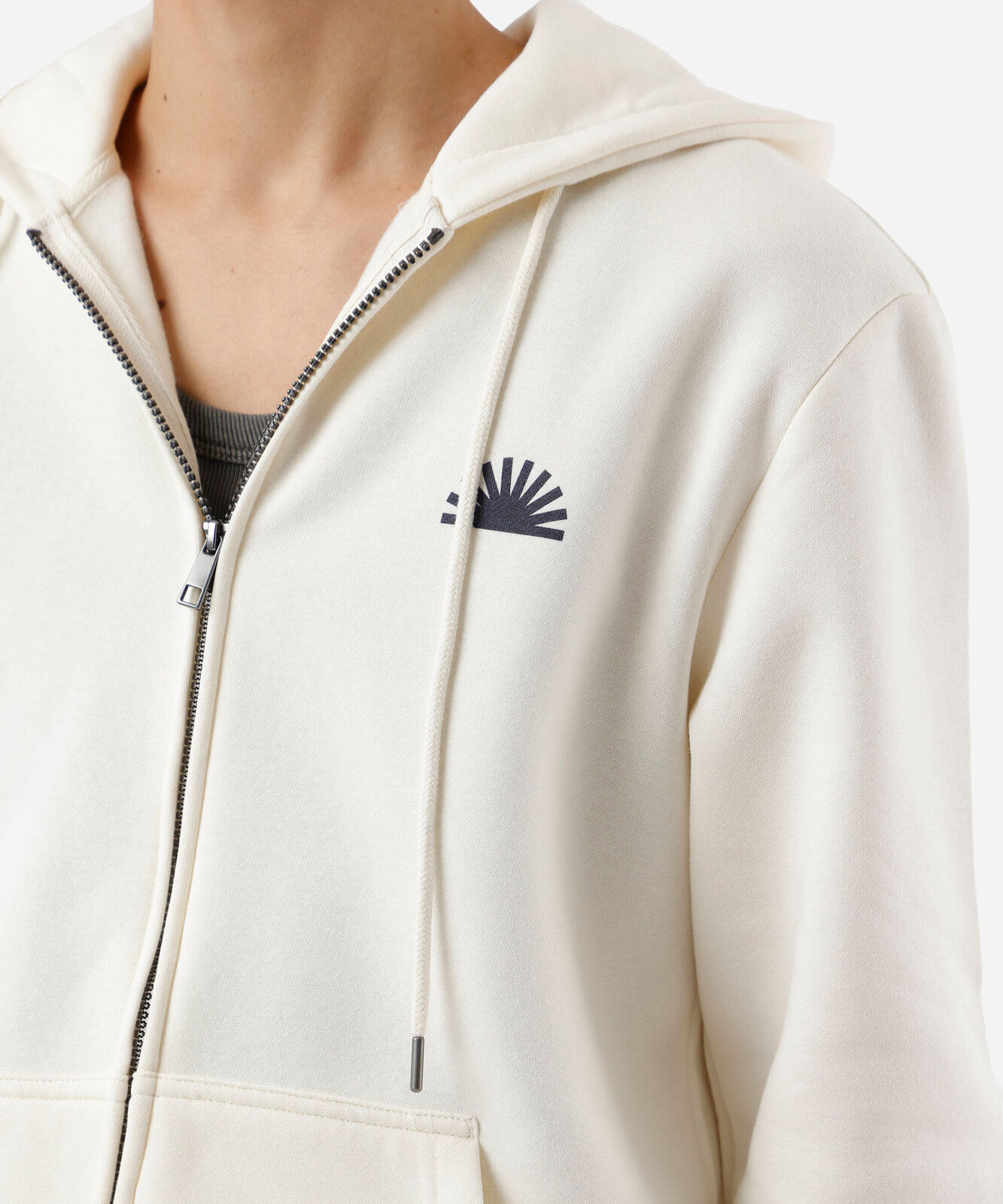 blusão masculino de moletom com capuz e zíper estampado off white