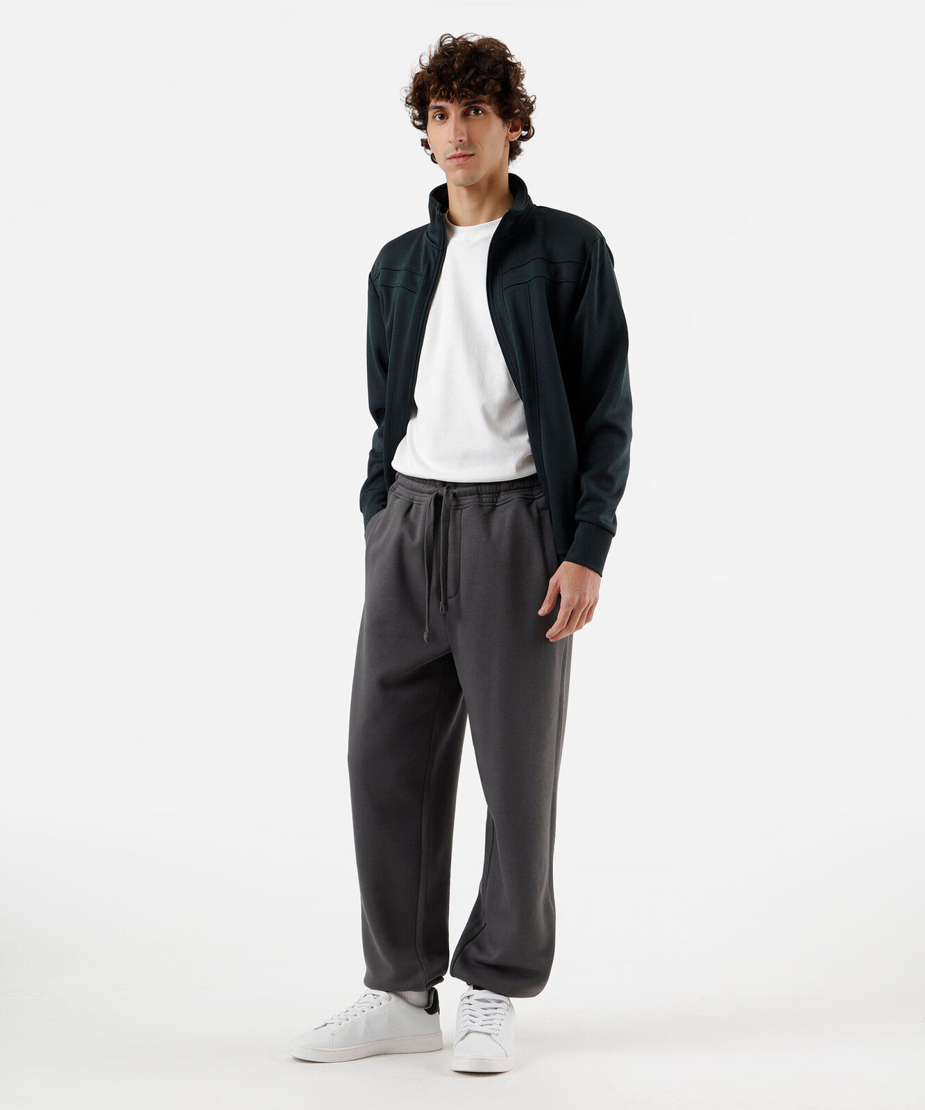 calça masculina de moletom baggy jogger cinza