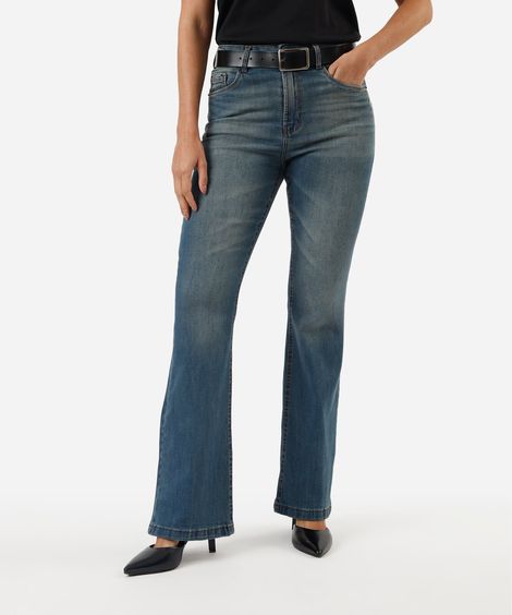 calça jeans flare cintura alta azul