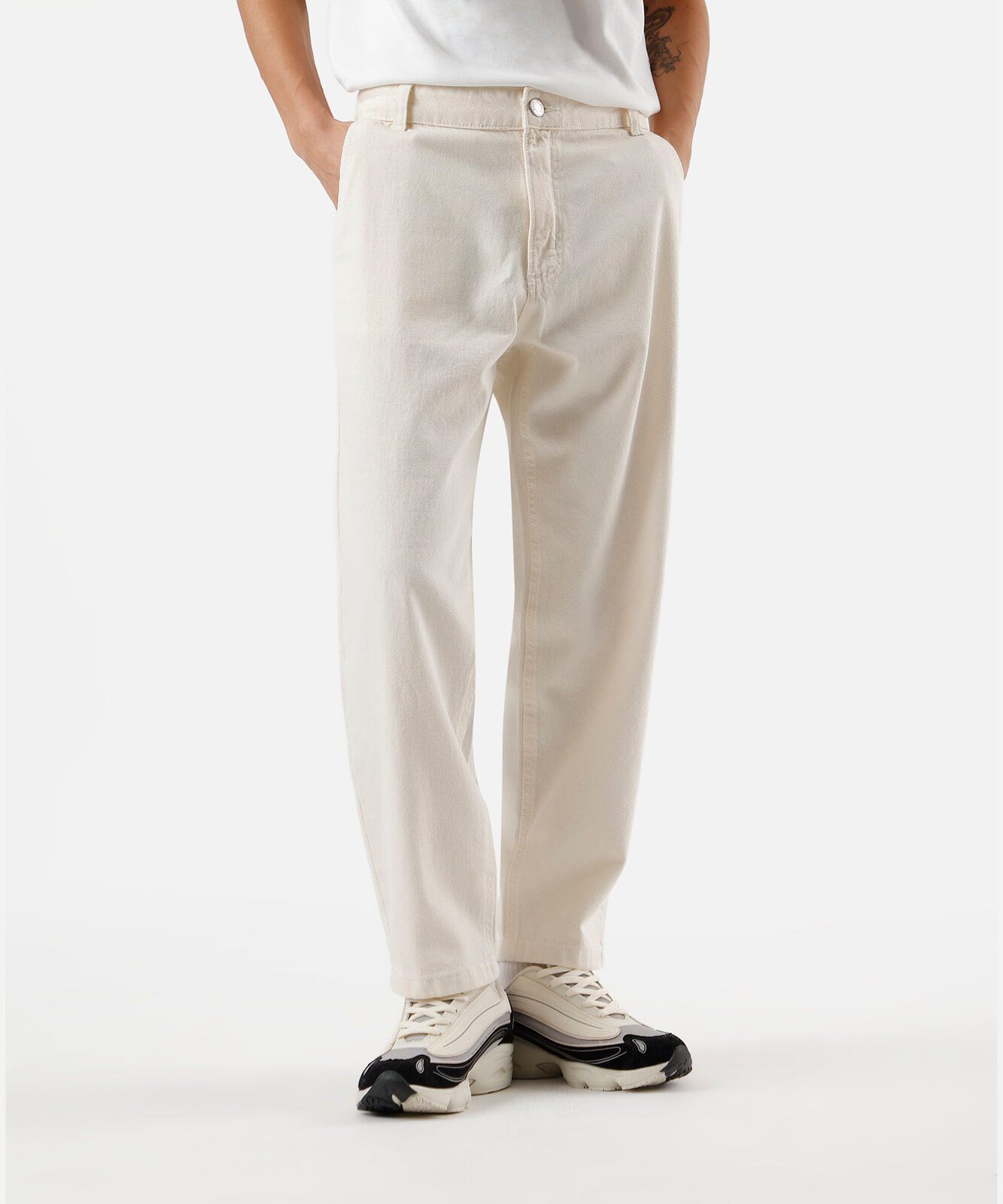 calça chino masculina de sarja  off white