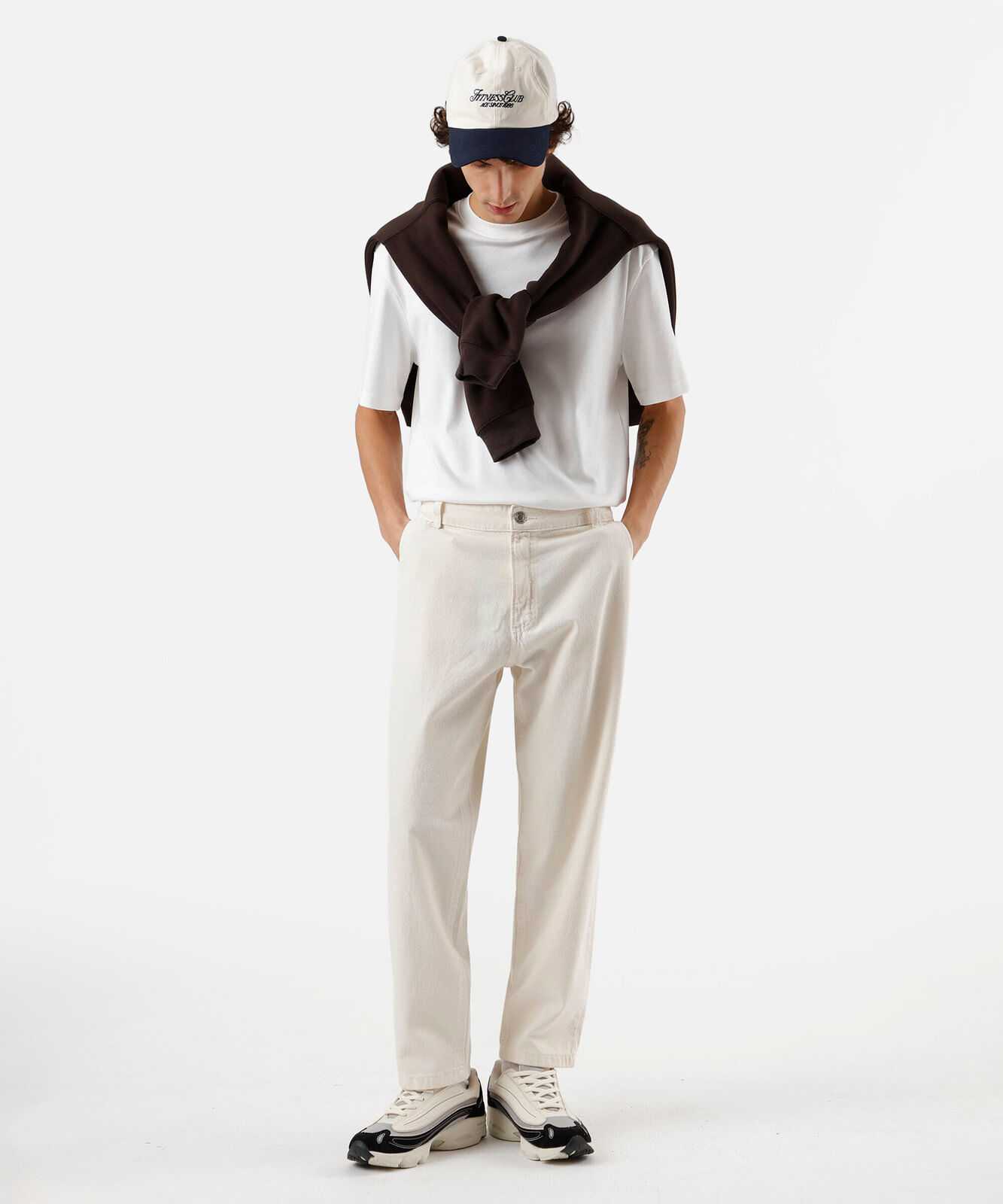 calça chino masculina de sarja  off white