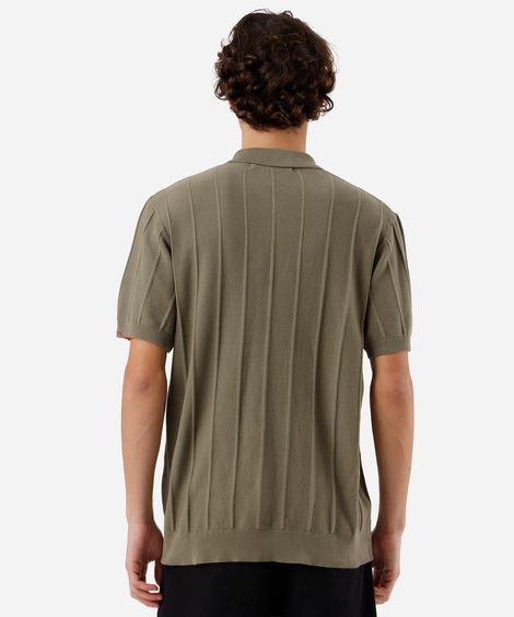 polo masculina de tricot canelada verde