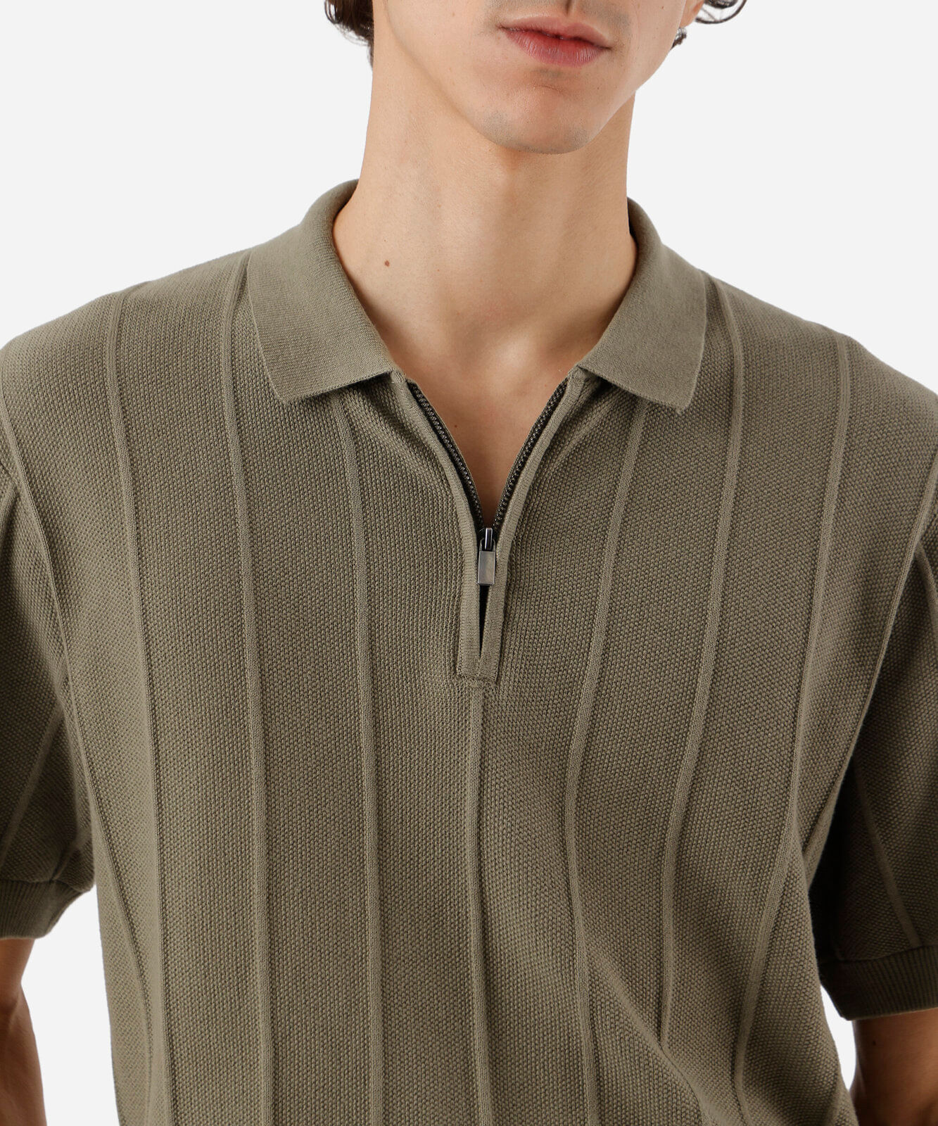 polo masculina de tricot canelada verde