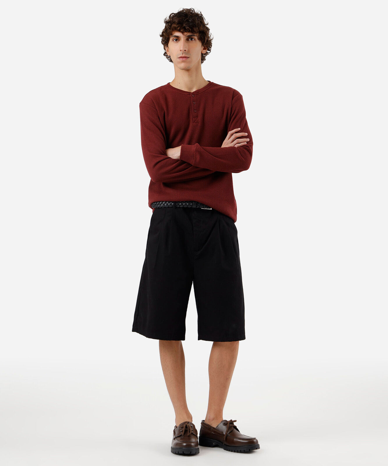 blusa básica masculina manga longa texturizada vinho